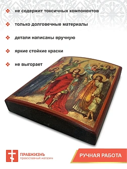 Икона Собор Архангелов дерево льняной холст левкас 9,5х12 см Икона Собор Архангелов дерево льняной холст левкас 9,5х12 см
