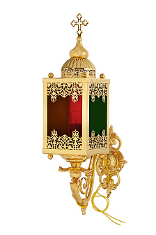 Фонарь пасхальный на кронштейне 4-х гранный малый электро золочение