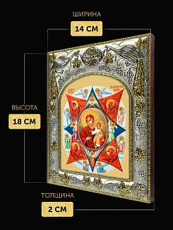 Икона Неопалимая Купина Божия Матерь в ризе, 18х14 см