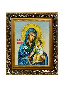 Икона Божией Матери Неувядаемый Цвет, узкая рамка 17,5х20,5х2 см 165
