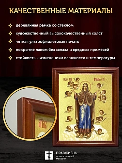 Икона Божией Матери Нерушимая стена с золочением, деревянная рамка со стеклом 15х18х2 см 191 Икона Божией Матери Нерушимая стена с золочением, деревянная рамка со стеклом 15х18х2 см 191