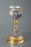 Потир 0.5л 4-финифти, филигрань, эмаль / золочение / серебряный стакан (УИН)