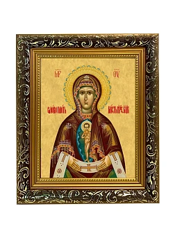 Икона Божьей Матери Албазинская, узкая рамка 17,5х20,5х2 см 1181
