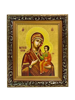 Икона Божией Матери Иверская, узкая рамка 17,5х20,5х2 см 075