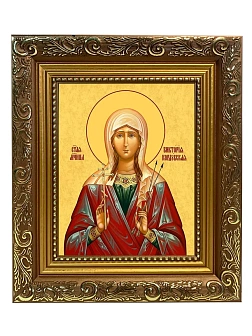 Икона Виктория Кордубская мученица, широкая рамка 19,5х22,5х2 см 310