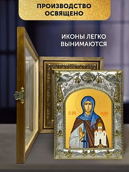 Икона Ангелина Сербская в ризе и деревянном киоте, 26х22 см