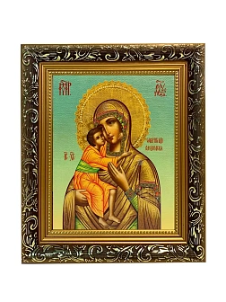 Икона Божьей Матери Феодоровская, узкая рамка 17,5х20,5х2 см 145