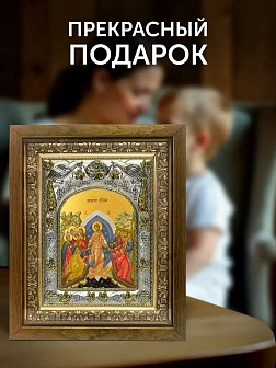 Икона Воскресение Христово в ризе и деревянном киоте, 26х22 см