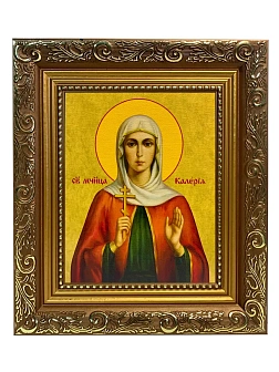 Икона Валерия Калерия мученица, широкая рамка 19,5х22,5х2 см 040