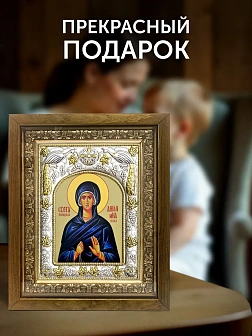 Икона Ангелина Сербская в ризе и деревянном киоте, 26х22 см