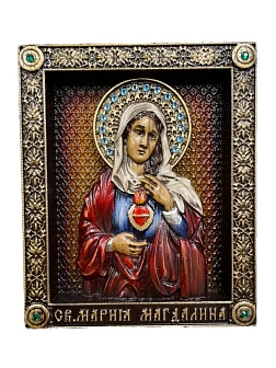 Икона Святая Мария Магдалина, резная из дерева, 12х15см