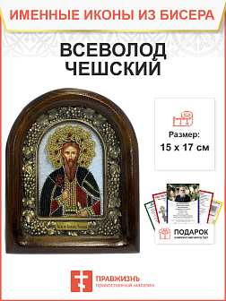 Икона именная Всеволод Чешский Благоверный Князь 053А 17 см Литография A-0036-1_YAP