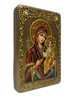 Настольная икона Божией Матери "Одигитрия Смоленская" на мореном дубе