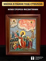 Икона Илии Фесвитянин пророк, деревянная рамка со стеклом 15х18х2 см 077