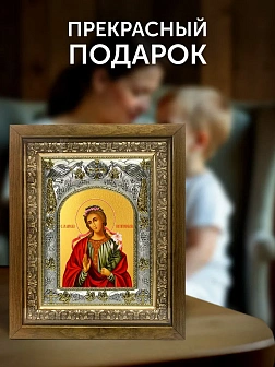 Икона Мирослава Константинопольская в ризе и деревянном киоте, 26х22 см