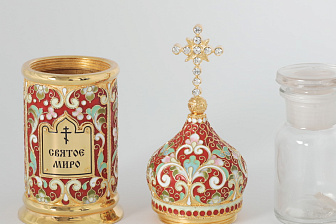 Сосуд для миро филигрань, эмаль / золочение
