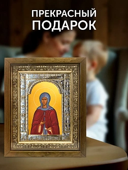 Икона Анна Кашинская в ризе и деревянном киоте, 33х27 см