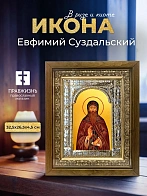 Икона Евфимий Суздальский в ризе и деревянном киоте, 33х27 см