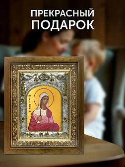 Икона Галина Коринфская в ризе и деревянном киоте, 26х22 см