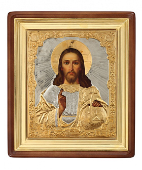 Икона живописная в киоте 24х30 масло, риза №120, киот №1 Спаситель