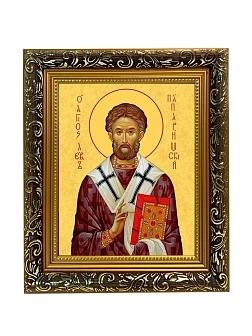 Икона Лев папа Римский, узкая рамка 17,5х20,5х2 см 1147