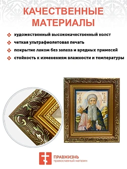 Икона Арсений Великий преподобный, широкая рамка 19,5х22,5х2 см 033