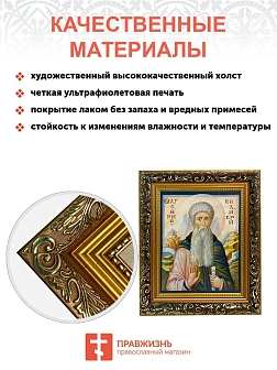 Икона Арсений Великий преподобный, узкая рамка 17,5х20,5х2 см 033