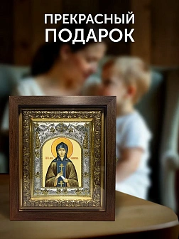 Икона Анна Кашинская в ризе и киоте под дерево, 27х23 см