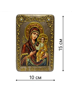 Настольная икона Божией Матери "Одигитрия Смоленская" на мореном дубе