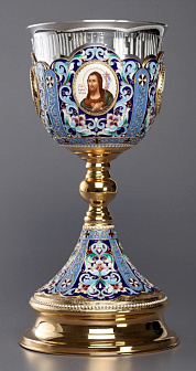 Потир 1.5л 4-финифти, филигрань, эмаль / золочение / серебряный стакан (УИН)