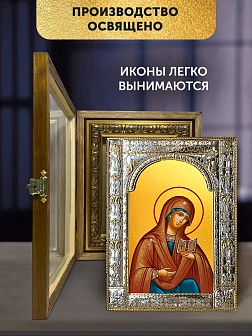 Икона Калужская Божия Матерь в ризе и деревянном киоте, 33х27 см