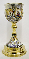 Потир 1.5л 4-финифти, филигрань, эмаль, роспись / золочение / серебряный стакан (УИН)