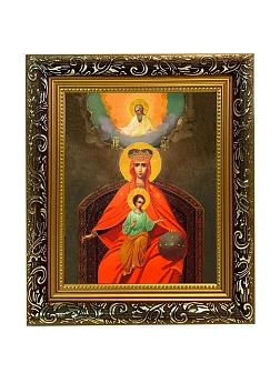 Икона Божией Матери Державная, узкая рамка 17,5х20,5х2 см 064