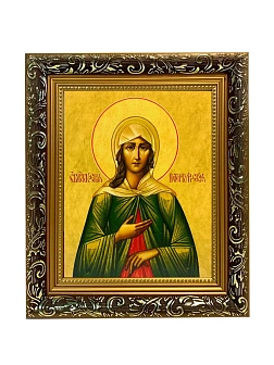 Икона Ксения Петербургская блаженная, узкая рамка 17,5х20,5х2 см 089