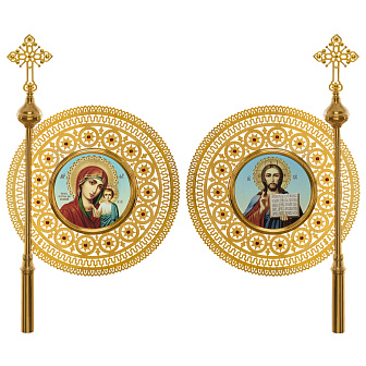 Хоругви №17 штамповка гравировка золочение камни без древок (пара)