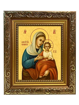Икона Божией Матери Урюпинская, широкая рамка 19,5х22,5х2 см 1198