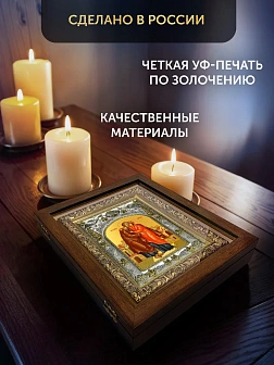 Икона Иоаким и Анна Богоотцы в ризе и деревянном киоте, 26х22 см