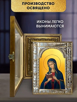 Икона Калужская Божия Матерь в ризе и деревянном киоте, 33х27 см