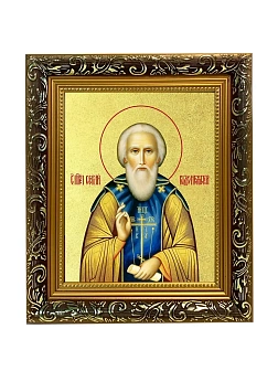 Икона "Сергий Радонежский", св. прп., с золочением поталью, 09096-УЛ