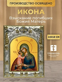 Икона Взыскание погибших Божия Матерь в ризе, 18х14 см