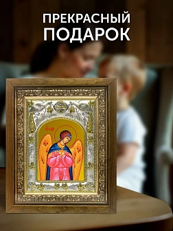 Икона Архангел Селафиил в ризе и деревянном киоте, 26х22 см