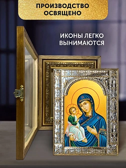 Икона Иерусалимская Божия Матерь в ризе и деревянном киоте, 33х27 см