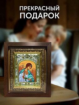 Икона Ангел Хранитель в ризе и киоте под дерево, 27х23 см