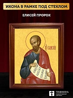 Икона Елисей пророк, деревянная рамка со стеклом 15х18х2 см 177