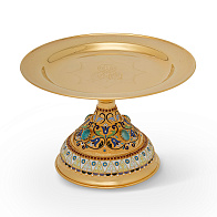 Дискос с поддискосником / ф240мм-потир 0, 85л №19 / филигрань, эмаль, ручная гравировка / золочение