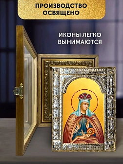 Икона Умиление Божия Матерь в ризе и деревянном киоте, 33х27 см