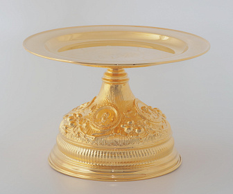 Дискос с поддискосником / ф240мм-потир 1, 0л / гальванопластика, ручная гравировка / золочение