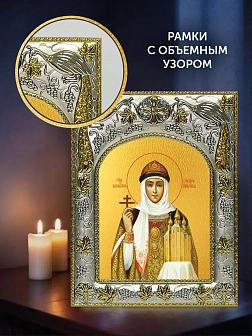 Икона Ольга Великая Княгиня в ризе и деревянном киоте, 26х22 см