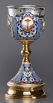 Потир 1.5л 4-финифти, филигрань, эмаль / золочение / серебряный стакан (УИН)