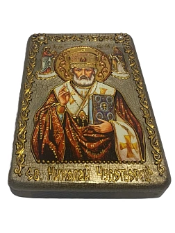 Настольная икона ''Святитель Николай, архиепископ Мир Ликийский (Мирликийский), чудотворец'' на море